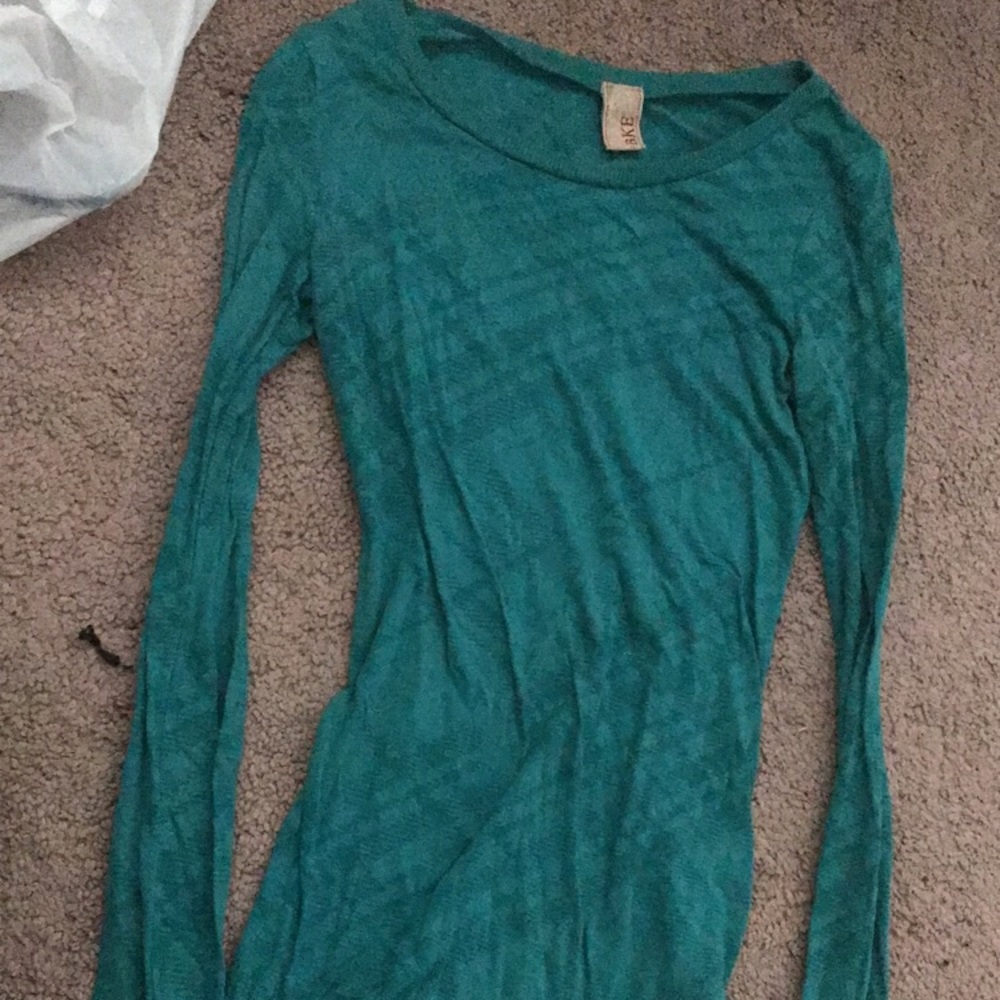 Green burn out long sleeve tight shirt
